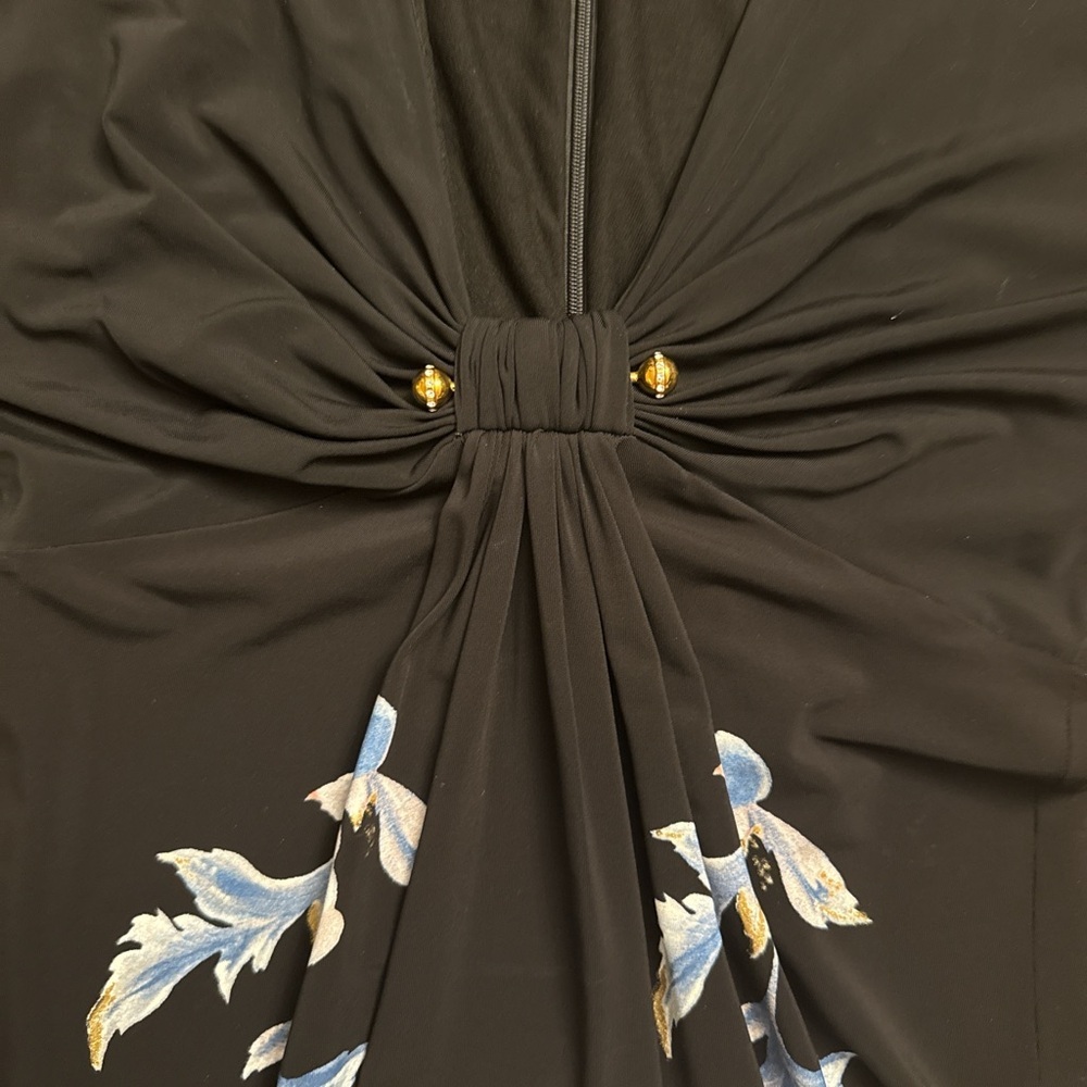 Roberto Cavalli, Matte jersey Black Floral Twist-Front Long Sleeve Dress xs/s - Picture 6 of 8